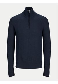 Jack & Jones Sweter Pannel 12258473 Granatowy Regular Fit. Kolor: niebieski. Materiał: bawełna