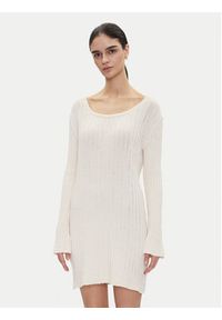 Pinko - PINKO Sukienka dzianinowa 105301 A2N7 Écru Regular Fit. Kolor: kremowy. Materiał: bawełna #3