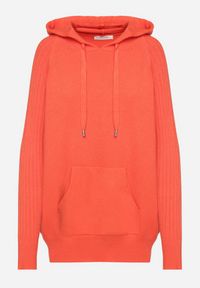 Born2be - Pomarańczowy Sweter z Kapturem i Kieszenią z Domieszką Kaszmiru Neriele. Okazja: na co dzień. Typ kołnierza: kaptur. Kolor: pomarańczowy. Materiał: kaszmir. Wzór: aplikacja. Styl: casual #7
