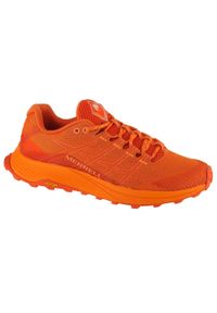 Buty do biegania męskie, Merrell Moab Flight. Kolor: pomarańczowy, wielokolorowy. Materiał: guma, syntetyk, tkanina, materiał. Sport: bieganie