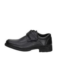 American Club - Czarne pantofle dziecięce na rzepy AMERICAN CLUB KOM37 KOMUNIA. Okazja: na komunię. Zapięcie: rzepy. Kolor: czarny. Materiał: skóra #1