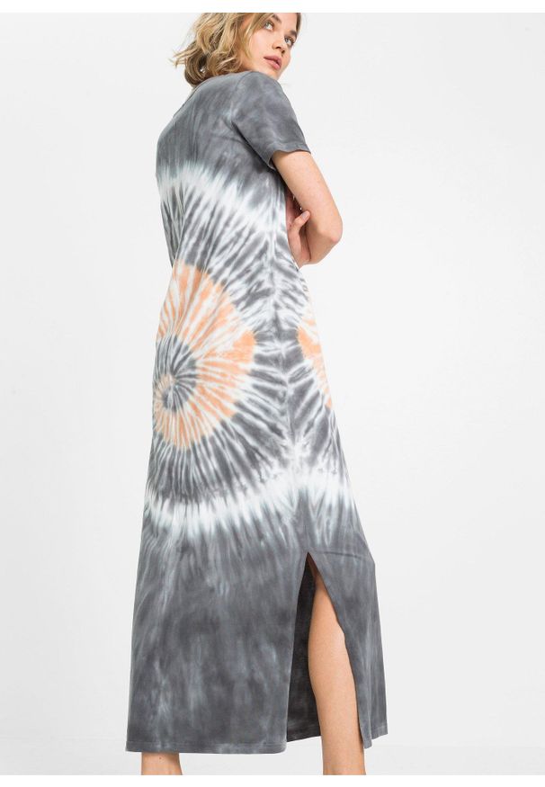 bonprix - Sukienka shirtowa z czystej bawełny. Kolor: szary. Materiał: bawełna. Wzór: nadruk