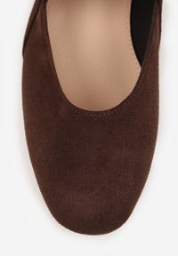 Born2be - Ciemnobrązowe Balerinki Vices ze Skórzaną Wkładką i Szerokim Paskiem ze Sprzączką Rilucea. Okazja: na co dzień. Zapięcie: pasek. Kolor: brązowy. Materiał: skóra. Obcas: na płaskiej podeszwie. Styl: casual, rockowy #5