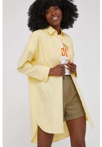 Answear Lab koszula bawełniana damska kolor żółty regular z kołnierzykiem klasycznym. Okazja: na co dzień. Typ kołnierza: kołnierzyk klasyczny. Kolor: żółty. Materiał: bawełna. Długość rękawa: długi rękaw. Długość: długie. Styl: wakacyjny, klasyczny #6
