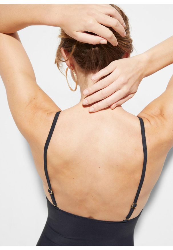 bonprix - Kostium kąpielowy ze średnim efektem modelowania sylwetki. Kolor: czarny. Materiał: materiał