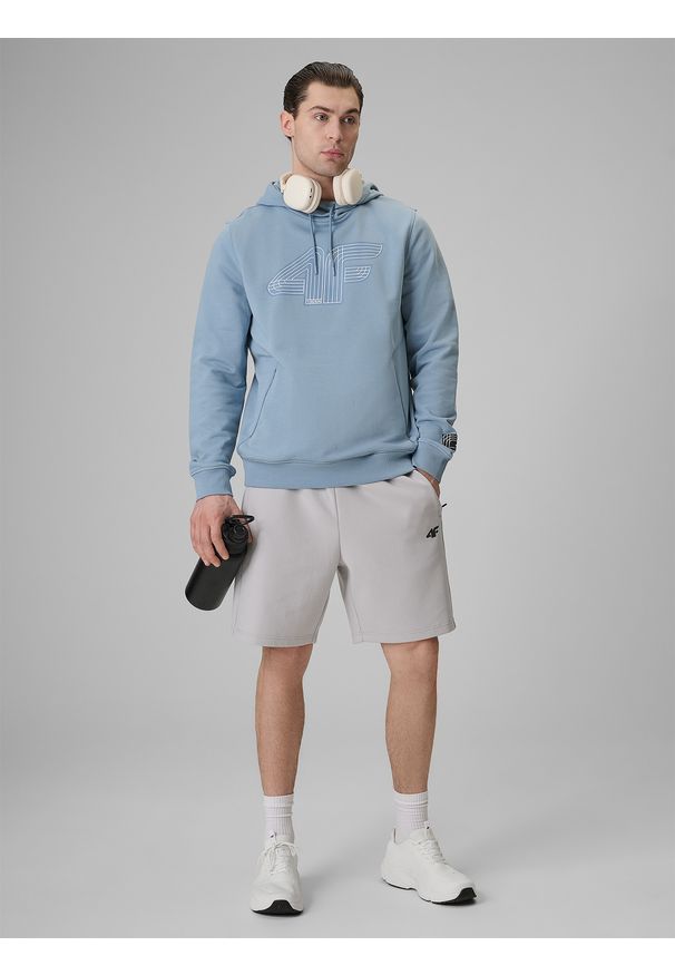 4f - 4F Bluza dresowa regular z kapturem męska - niebieska XXL. Okazja: na co dzień, na spacer. Typ kołnierza: kaptur. Kolor: niebieski. Materiał: dresówka. Styl: casual, sportowy