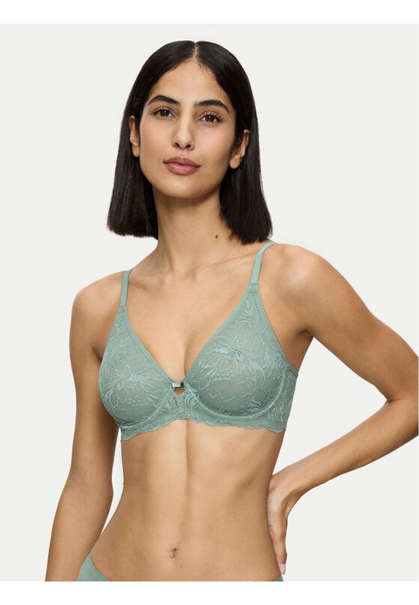 Triumph Biustonosz z fiszbiną Amourette Charm 10214458 Zielony. Kolor: zielony. Materiał: syntetyk