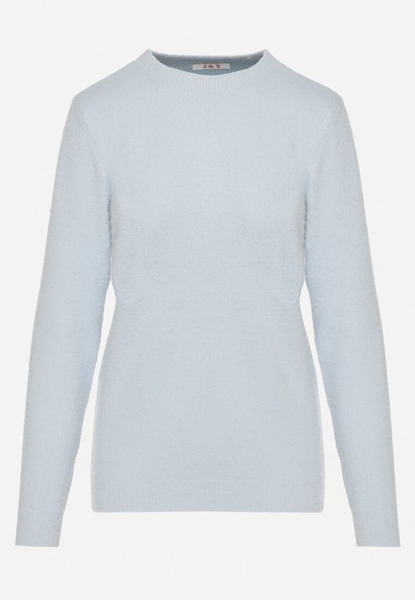 Born2be - Niebieski Sweter z Wełną w Klasycznym Stylu Firrive. Okazja: na co dzień. Kolor: niebieski. Materiał: wełna. Styl: klasyczny
