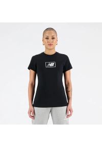 Koszulka damska New Balance WT33515BK – czarna. Kolor: czarny. Materiał: materiał, bawełna, dresówka. Długość rękawa: krótki rękaw. Długość: krótkie #1
