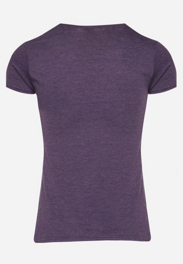 Born2be - Fioletowy Klasyczny T-shirt z Bawełny Fodena. Okazja: na co dzień. Kolor: fioletowy. Materiał: bawełna. Styl: klasyczny