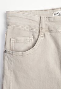 Renee - Beżowe Jeansy Szerokie Phririope. Okazja: na co dzień. Stan: podwyższony. Kolor: beżowy. Długość: krótkie. Wzór: aplikacja. Styl: casual, elegancki #2