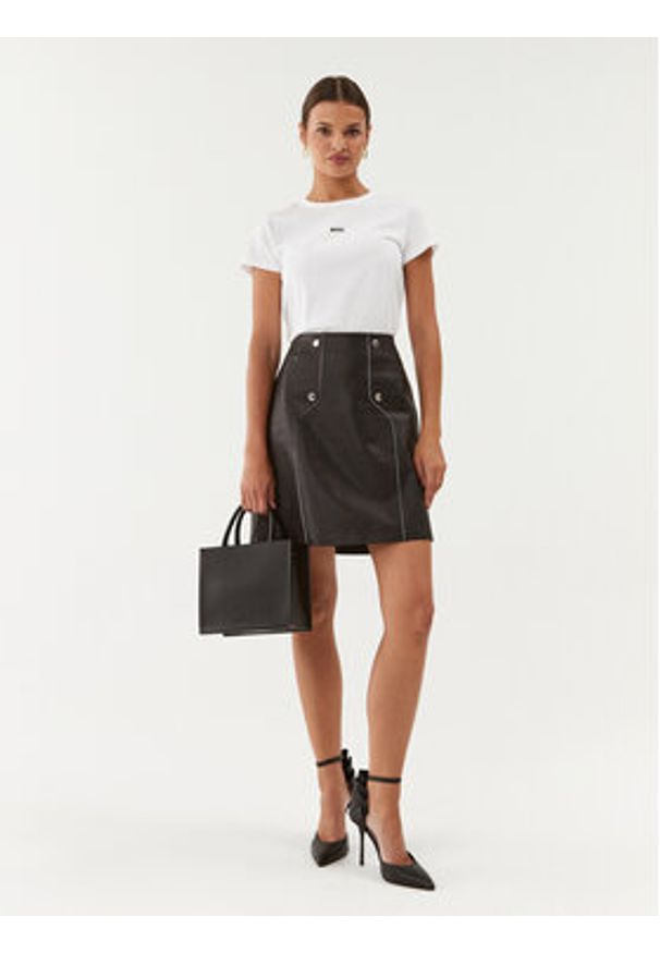 BOSS - Boss Spódnica skórzana Seminta 50495166 Czarny Regular Fit. Kolor: czarny. Materiał: skóra