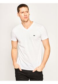 Lacoste T-Shirt TH6710 Biały Regular Fit. Kolor: biały. Materiał: bawełna