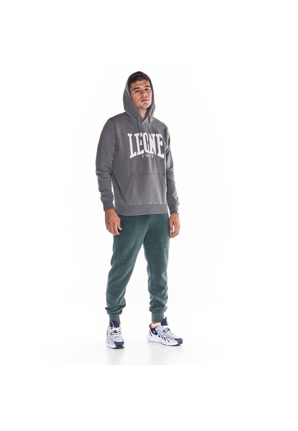 LEONE 1947 APPAREL - Męska bluza z kapturem Leone 1947 Apparel. Typ kołnierza: kaptur. Kolor: szary. Materiał: tkanina. Sport: fitness