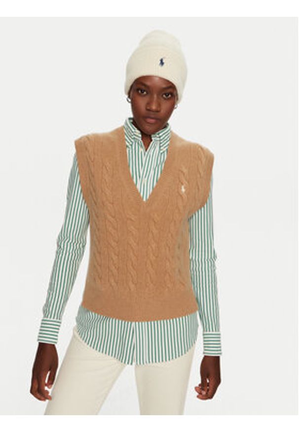 Polo Ralph Lauren Czapka 455954355006 Beżowy. Kolor: beżowy. Materiał: wełna, materiał