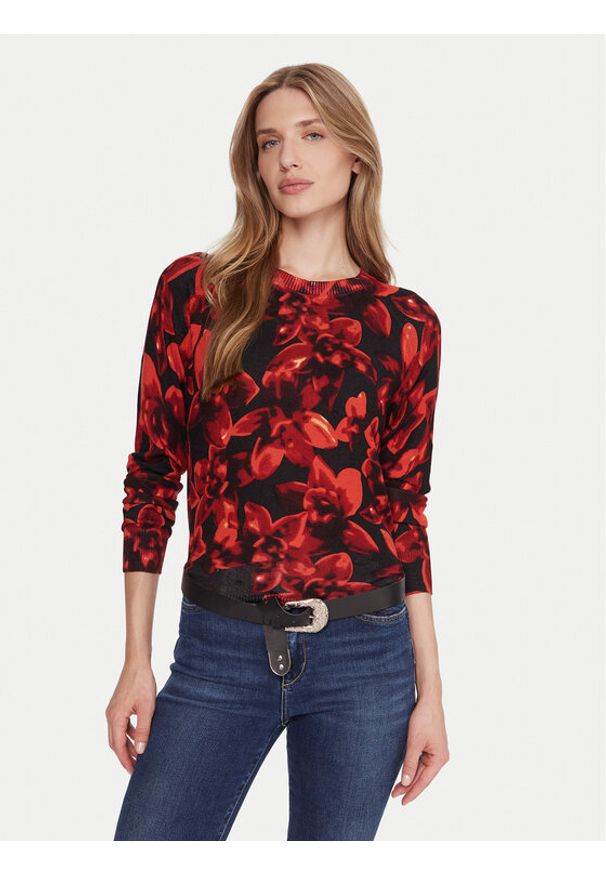 Desigual Sweter Lund 25WWJF16 Czerwony Regular Fit. Kolor: czerwony. Materiał: wiskoza