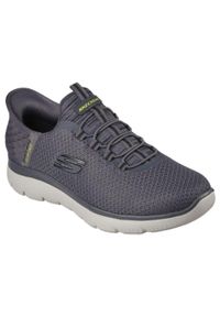 skechers - Męskie SUMMITS HIGH RANGE Slip-On Ciemnoszary. Zapięcie: bez zapięcia. Kolor: szary. Materiał: syntetyk, tkanina, materiał. Szerokość cholewki: normalna