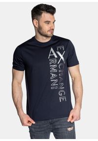 Koszulka męska granatowa Armani Exchange 3LZTNA ZJ9AZ 05FB. Kolor: niebieski