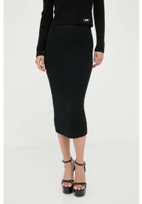 MICHAEL Michael Kors spódnica wełniana kolor czarny midi ołówkowa. Kolor: czarny. Materiał: wełna