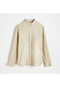 Reserved - Bawełniana koszula regular fit - Beżowy. Kolor: beżowy. Materiał: bawełna #1