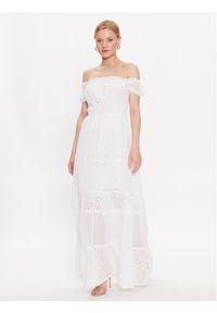 Guess Sukienka letnia Zena W3GK51 WFDR2 Biały Regular Fit. Kolor: biały. Materiał: syntetyk. Sezon: lato #1