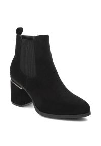Czarne Botki Vinceza Eleganckie Obuwie Damskie. Okazja: na co dzień. Kolor: czarny. Materiał: materiał. Styl: elegancki