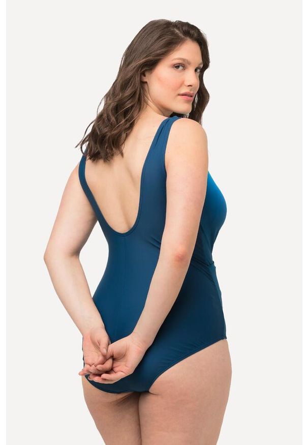 ULLA POPKEN - Damski Kostium kąpielowy cieniowanie miękkie miseczki dekolt w szpic. Kolekcja: plus size. Kolor: niebieski, turkusowy, wielokolorowy. Materiał: elastan, poliamid, materiał