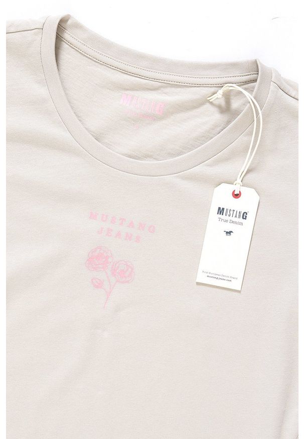 Mustang - MUSTANG T SHIRT DAMSKI Alexia C Print Dove 1009807 4025. Wzór: nadruk