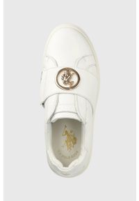 U.S. Polo Assn. sneakersy skórzane kolor biały. Nosek buta: okrągły. Kolor: biały. Materiał: skóra. Obcas: na platformie #4