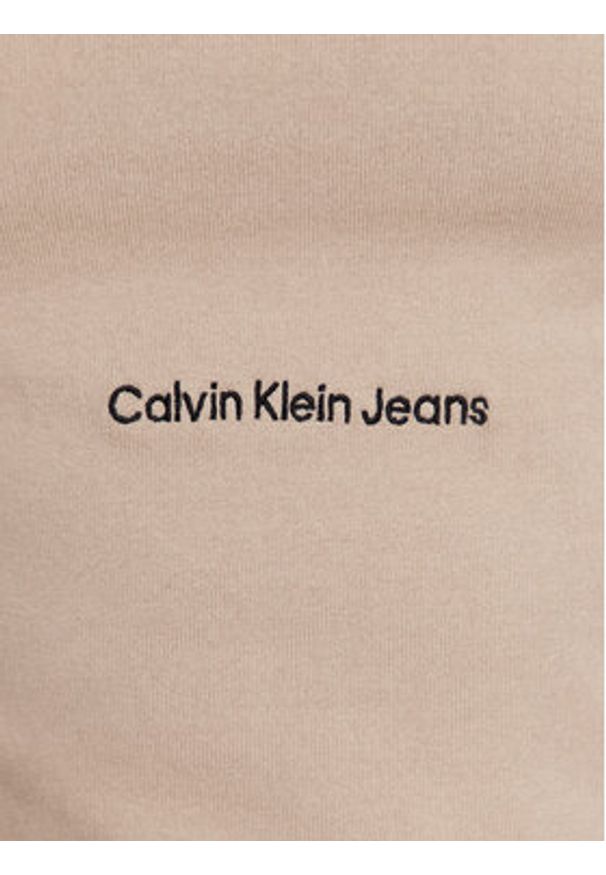 Calvin Klein Jeans Golf J30J324325 Beżowy Slim Fit. Typ kołnierza: golf. Kolor: beżowy. Materiał: bawełna