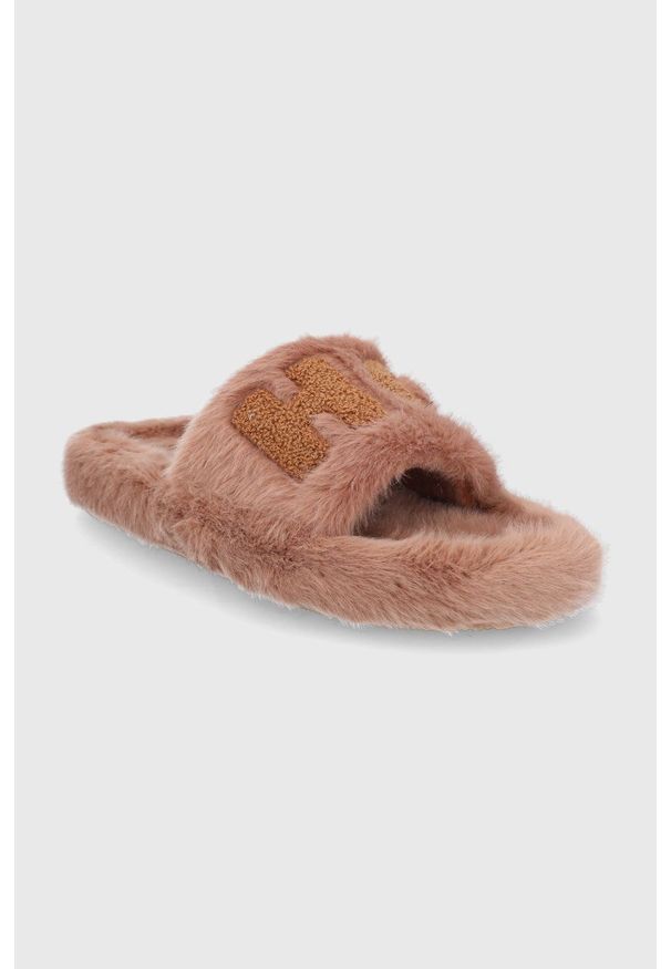 Flip*Flop Kapcie kolor brązowy. Kolor: brązowy. Materiał: guma, materiał. Wzór: gładki