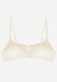 Born2be - Jasnobeżowy Gładki Biustonosz z Ozdobną Imitacją Sznurowania Azivene. Kolor: beżowy. Materiał: materiał. Wzór: gładki #3