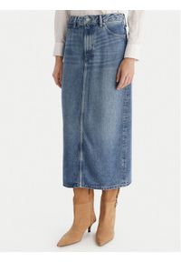 TOMMY HILFIGER - Tommy Hilfiger Spódnica jeansowa WW0WW46503 Niebieski Regular Fit. Kolor: niebieski. Materiał: lyocell #1