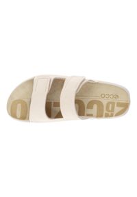 ecco - Klapki damskie Ecco Cozmo Flat Limestone. Kolor: biały. Materiał: skóra. Sport: turystyka piesza
