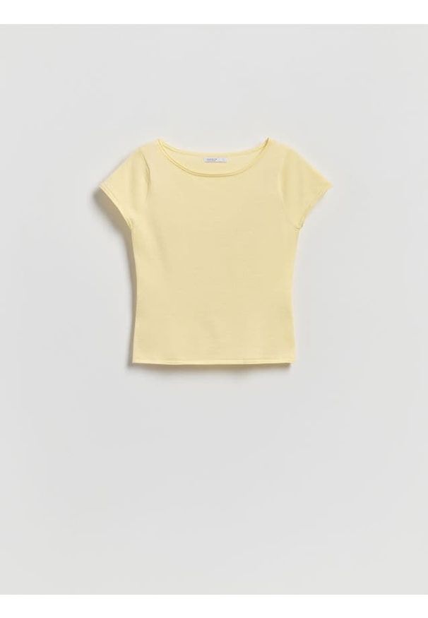 Reserved - Dzianinowa bluzka - jasnożółty. Kolor: żółty. Materiał: dzianina