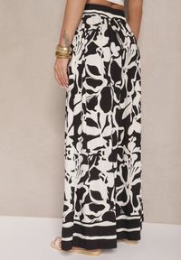 Renee - Czarne Spodnie o Szerokim Kroju High Waist w Kwiaty Nelrive. Okazja: na co dzień, na spacer. Stan: podwyższony. Kolor: czarny. Wzór: kwiaty. Styl: klasyczny, elegancki, casual #4