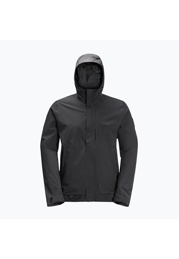 Kurtka przeciwdeszczowa męska Jack Wolfskin Mainkai. Kolor: czarny. Sport: turystyka piesza