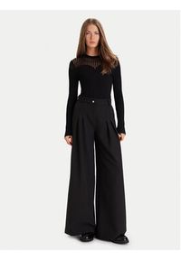 Morgan Sweter 252-MAMDO Czarny Slim Fit. Kolor: czarny. Materiał: wiskoza