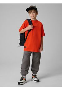 4f - 4F Spodnie dresowe ze strukturalnej dzianiny chłopięce - szare 158 (12-13 lat). Okazja: na co dzień. Kolor: szary. Materiał: dzianina, dresówka. Sezon: lato. Styl: casual, sportowy #1