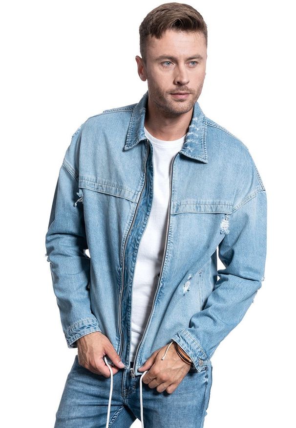 Jack & Jones - MĘSKA KURTKA JEANSOWA JACK & JONES JJICOACH JACKET OVERSIZE BLUE DENIM 12144846. Materiał: denim, jeans