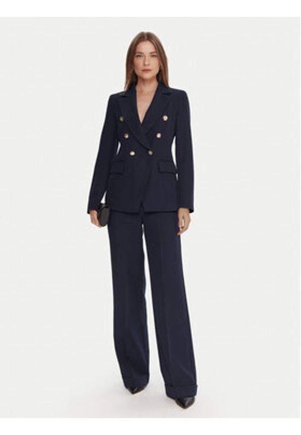 Maryley Spodnie materiałowe 25IB563/43BL Granatowy Regular Fit. Kolor: niebieski. Materiał: syntetyk