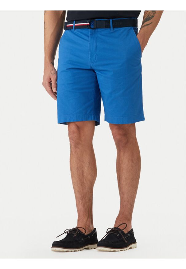 TOMMY HILFIGER - Tommy Hilfiger Szorty materiałowe Denton MW0MW42349 Niebieski Slim Fit. Kolor: niebieski. Materiał: bawełna