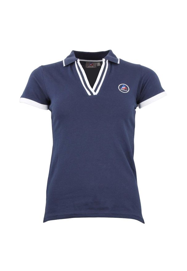 PEAK MOUNTAIN - Damska koszulka polo Peak Mountain Asfalte. Typ kołnierza: polo. Kolor: szary, niebieski, wielokolorowy. Styl: sportowy