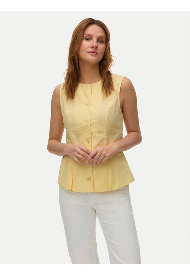 Vero Moda Kamizelka Selma 10345675 Żółty Regular Fit. Kolor: żółty. Materiał: bawełna