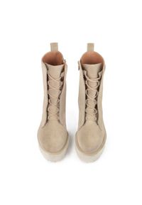 Kazar - Beżowe trzewiki damskie. Kolor: beżowy. Materiał: zamsz. Szerokość cholewki: normalna #3