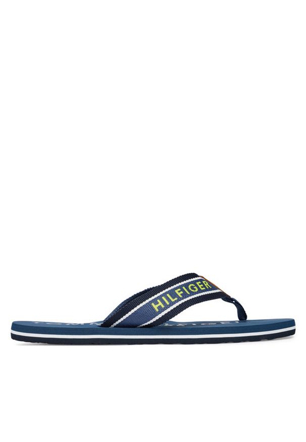TOMMY HILFIGER - Tommy Hilfiger Japonki Sporty Hilfiger Beach Sandal FM0FM05805 Niebieski. Kolor: niebieski. Materiał: materiał. Styl: sportowy