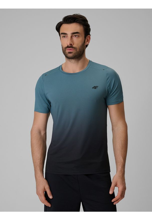 4f - 4F Koszulka treningowa regular szybkoschnąca męska - turkusowa XL. Kolor: turkusowy. Materiał: materiał, tkanina. Długość: krótkie. Sport: fitness