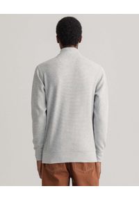 GANT - Szara bluza o waflowej strukturze. Kolor: szary. Materiał: bawełna, prążkowany. Długość rękawa: długi rękaw. Długość: długie