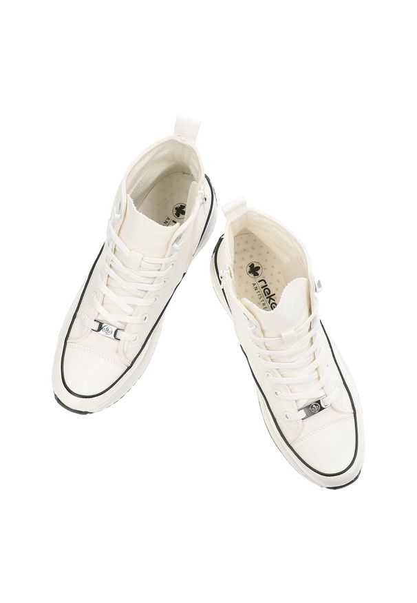 Białe Sneakersy Rieker Sportowe Obuwie Damskie. Okazja: na spacer. Kolor: biały. Materiał: materiał. Sezon: lato. Styl: sportowy. Sport: turystyka piesza