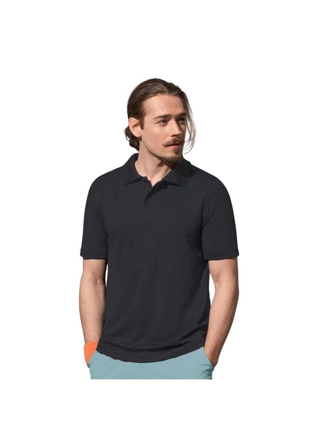 Stedman - Męska Koszulka Polo Active 140. Typ kołnierza: polo. Kolor: czarny